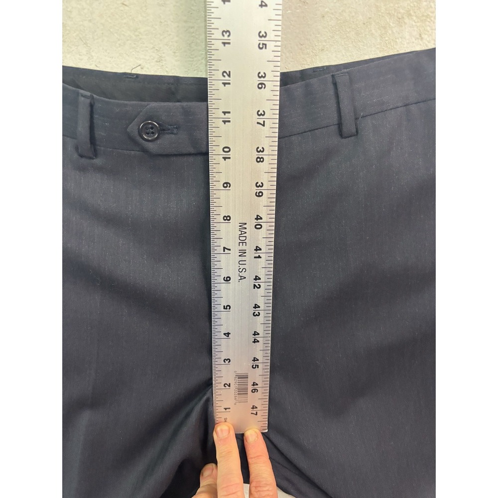 Jos A Bank 34x30 Navy Blue Herringbone Wool Dress Suit Pants Trouser Flat Front - Picture 3 of 9